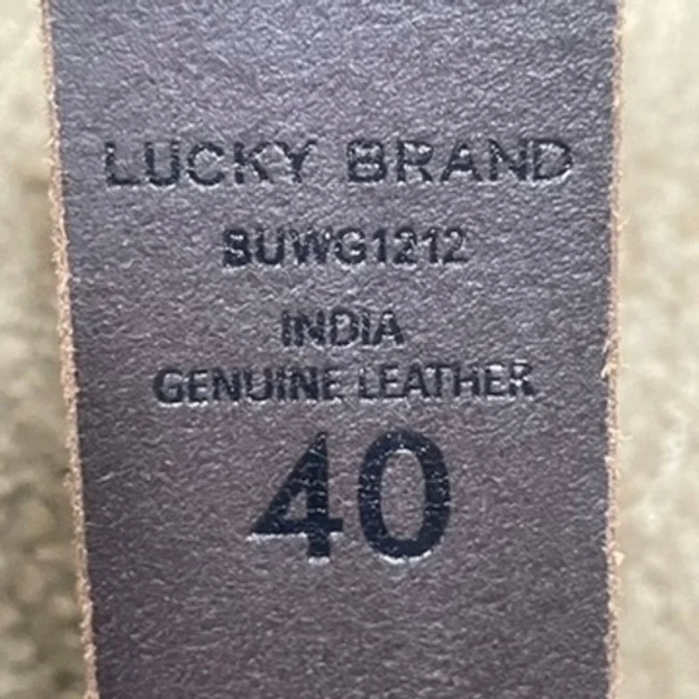 Lucky Brand Leather Belt Mens 40 Brown Rustic Embossed Western 48in‎